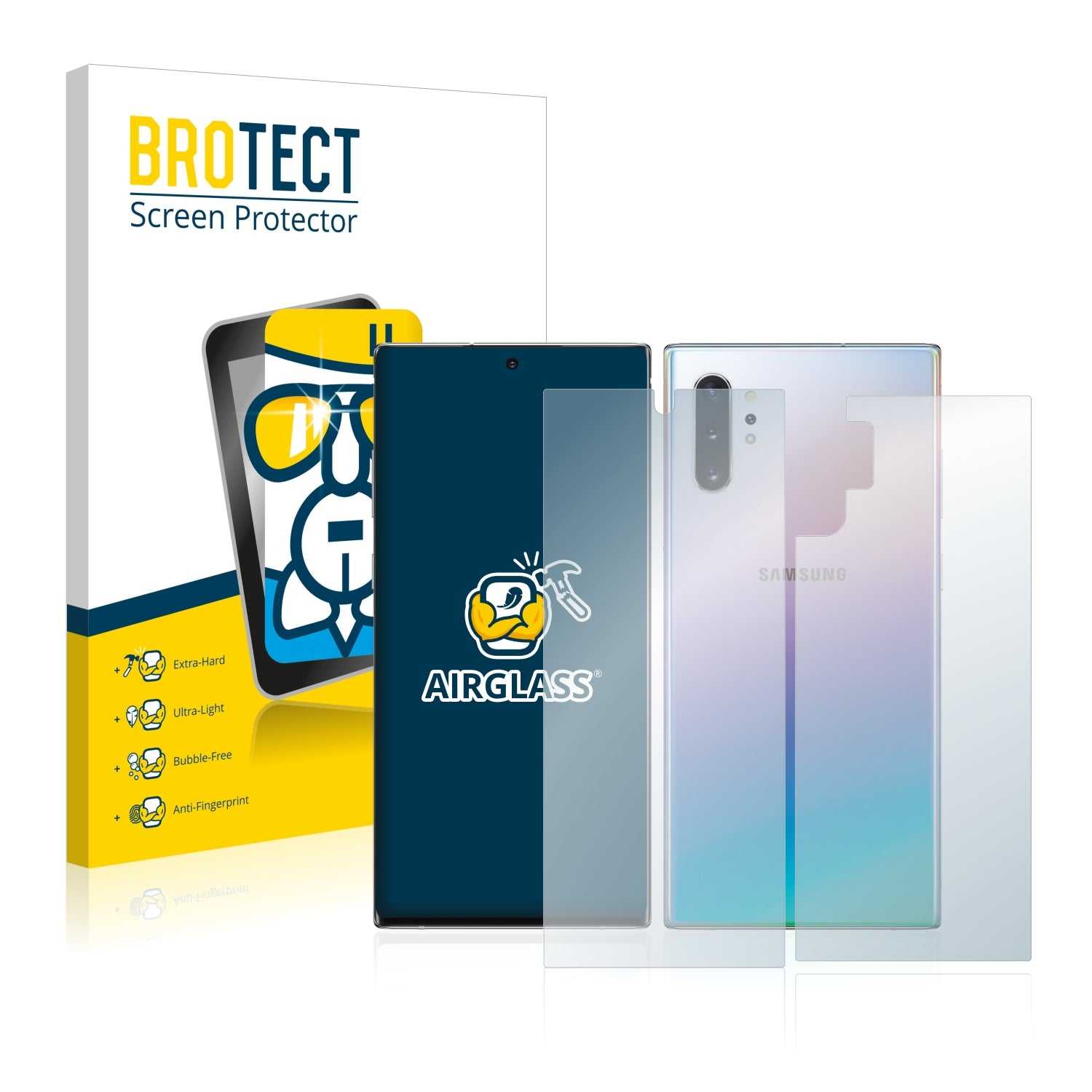 ScreenShield, BROTECT AirGlass Glass Screen Protector for Samsung Galaxy Note 10 Plus (Front + Back)