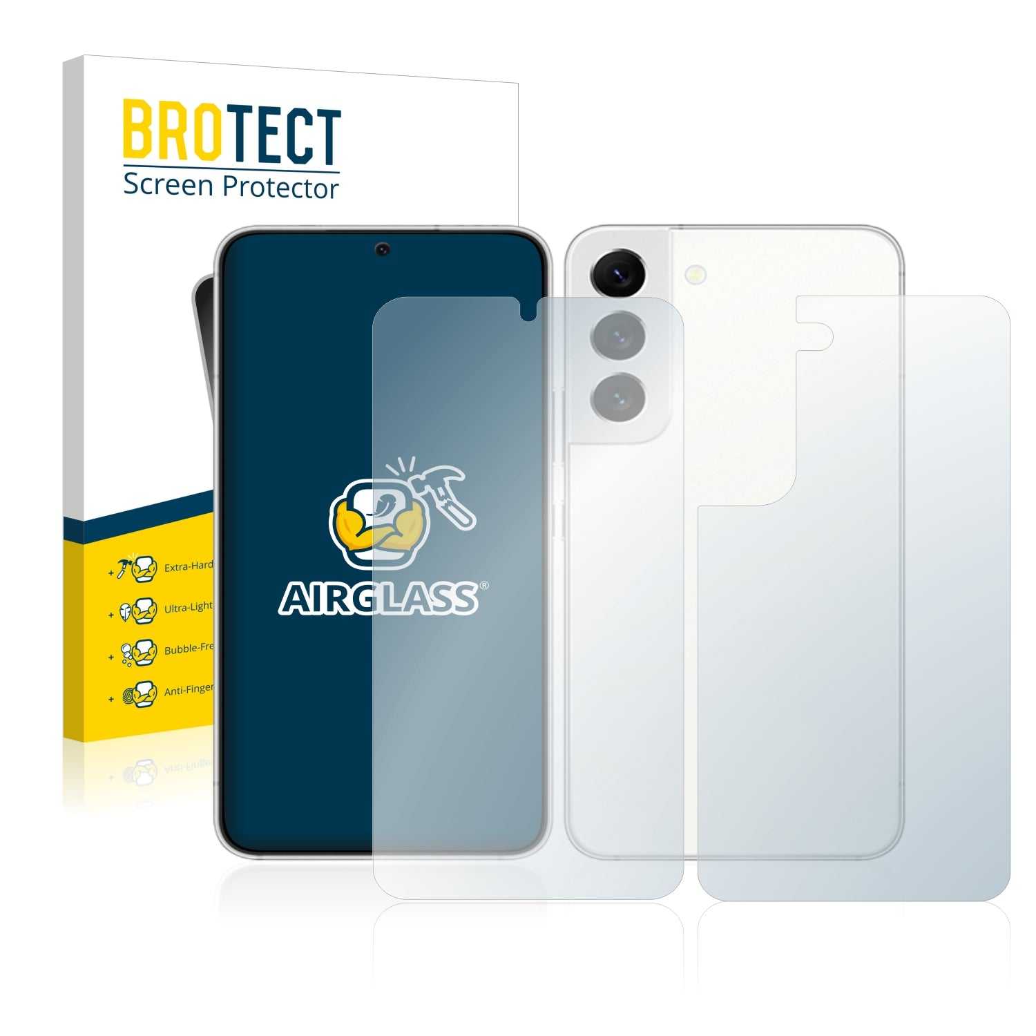 ScreenShield, BROTECT AirGlass Glass Screen Protector for Samsung Galaxy S22 5G (Front + Back)